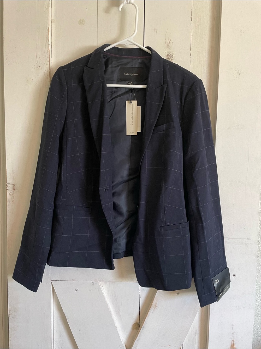 Banana Republic Navy Windowpane Blazer